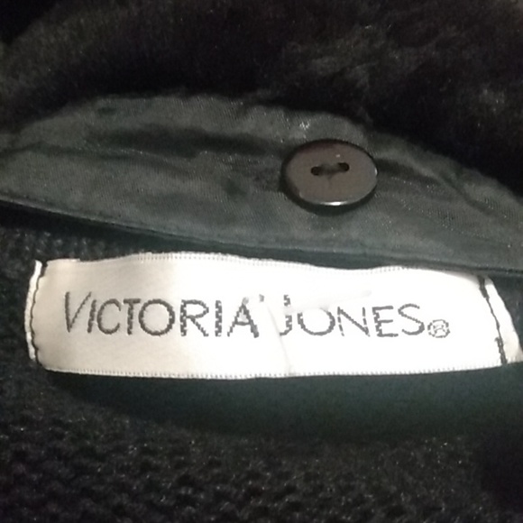 Vintage Victoria Jones Ladies Christmas Cardigan Sweater Floral Faux Fur Large - Picture 8 of 10